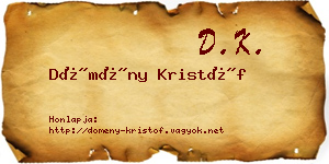 Dömény Kristóf névjegykártya
